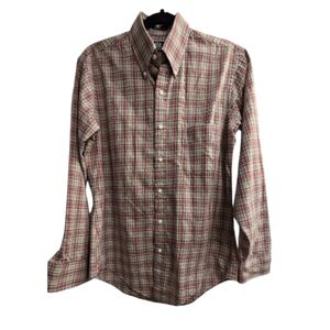 Stafford Red and White Plaid Button Down Shirt. 15 32/33